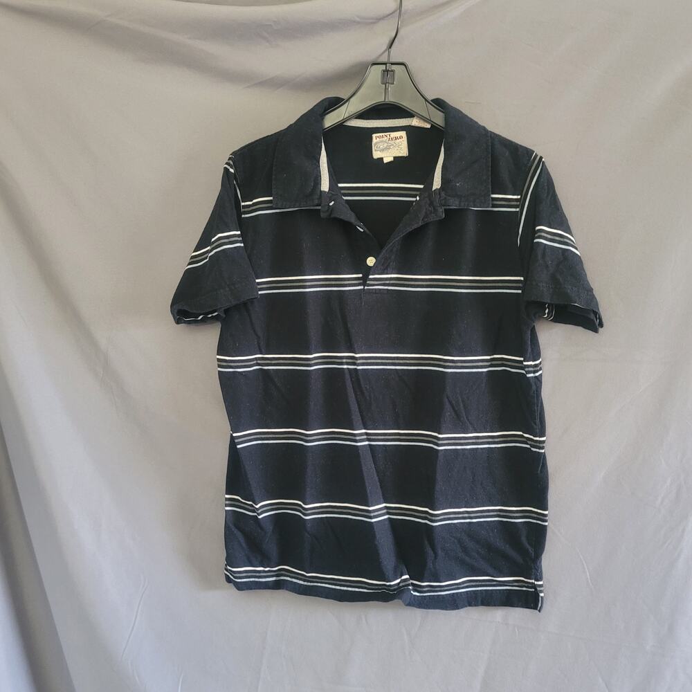 Point Zero Short-Sleeve Polo Shirt Navy & White Stripes